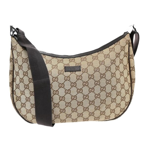 GUCCI Logo GG Pattern Shoulder Bag Canvas Leather Brown SHW Italy 458-082025 - Picture 1 of 16